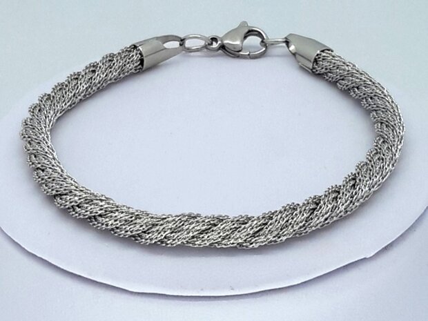 ketting & armband, mesh gedraaid, edelstaalset