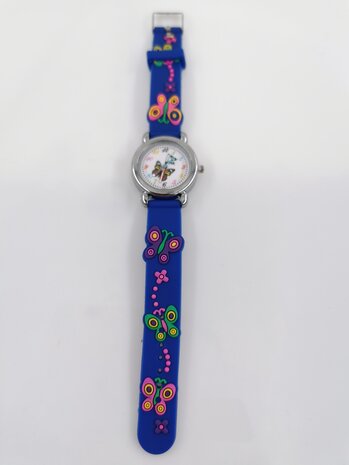 KinderHorloge | 3D Vlinder Blauw | Siliconen