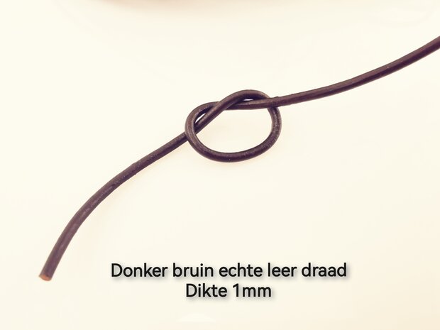 Leren Koord - Donkerbruin – D 1.5mm – L 10 meter - Echt Leer!!