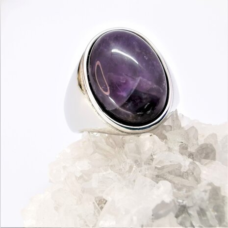 Edelstahl Siegelring oval Amethyst