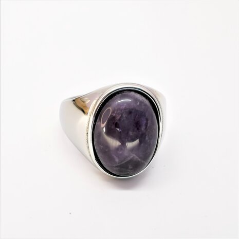 Edelstahl Siegelring oval Amethyst