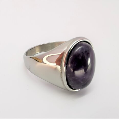 Edelstahl Siegelring oval Amethyst