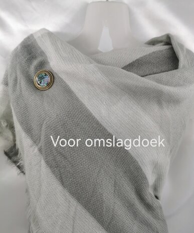 Magneet, broche, parelmoer rond, Goudkleurig voor omslagdoek, sjaal en vest te sluiten.
