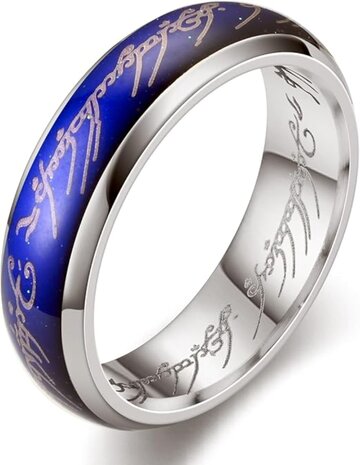 RVS Lord of The Rings Mood Ring ( STEMMINGSRING ) Zilverkleurig