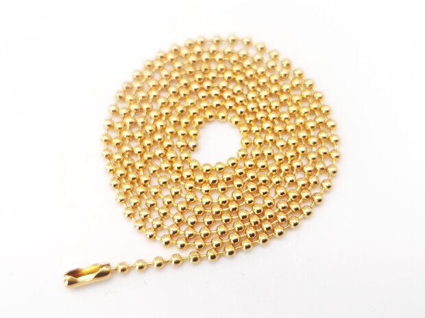 Bolletjes ketting, 2.4 mm dikte edelstaal, goudkleur.