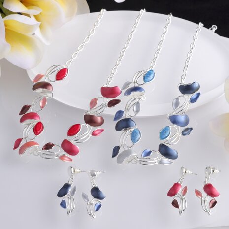 Set: Designer-Schmuck aus farbenfrohem Metallic-Emaille Mehrfarbig