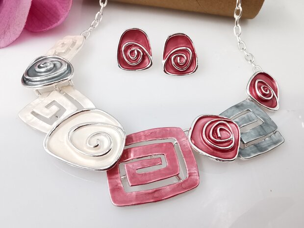 Set: Design mit spiralförmigem, mehrfarbigem, Emaille-Schmuck.