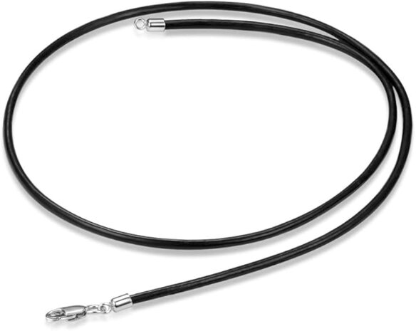 Ketting donkerbruin - 55cm Echt leren koord met rvs kreeft sluiting -  zonder verbindingsring