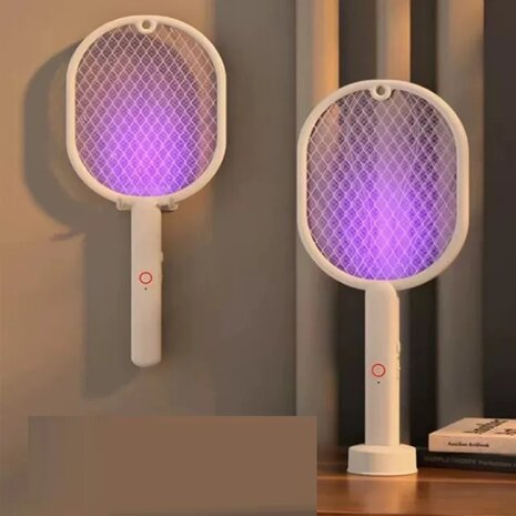 weisse Elektrische Fliegenklatsche/-fänger, UV-LED-Lampe, stehend, handgehalten und hangend, usb