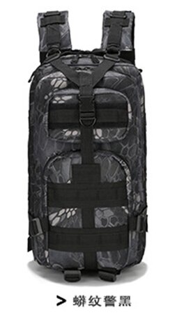 600D rugtas, zwart python