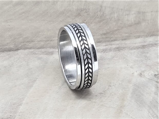 RVS - stress ringen Tarwe tattoo band, 2 losse ring op elkaar (ook wel stress ring genoemd)