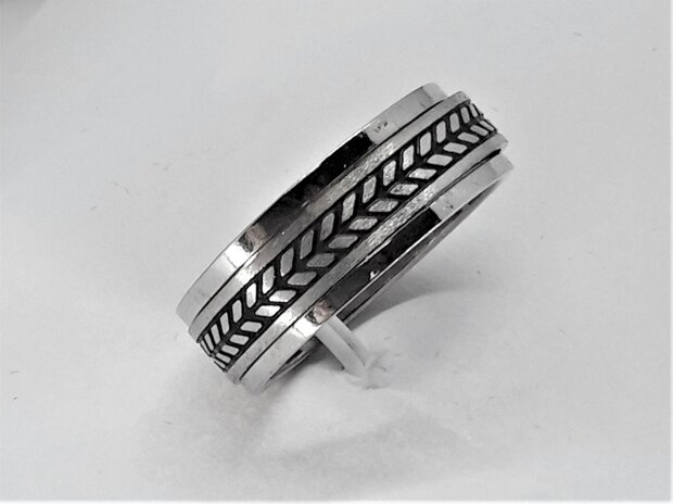 RVS - stress ringen Tarwe tattoo band, 2 losse ring op elkaar (ook wel stress ring genoemd)