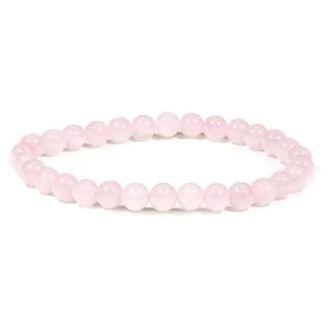 Armband – Rozenkwarts– Natuurstenen kralen – 20 cm – Ø 6mm.
