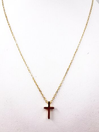 Edelstahl goldfarbene Feinkette L 45 cm mit Minikreuz