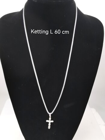RVS 60 cm Heren Ketting met Kruis met Jezus 
