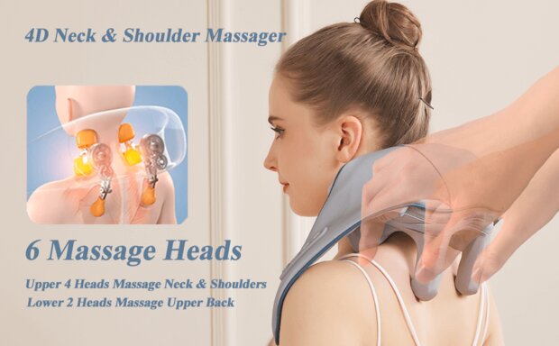 Nekmassageapparaat Shiatsu-massageapparaat met warmtefunctie Schoudermassage