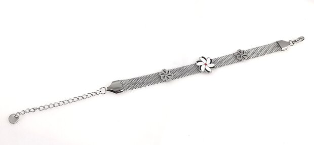 Melati armband RVS halve flexibel Zilverkleur Indische Jasmijn.