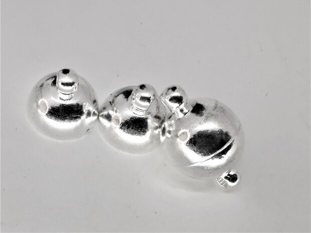 3 x verzilverd - magneetsluiting rond - ø 10 mm