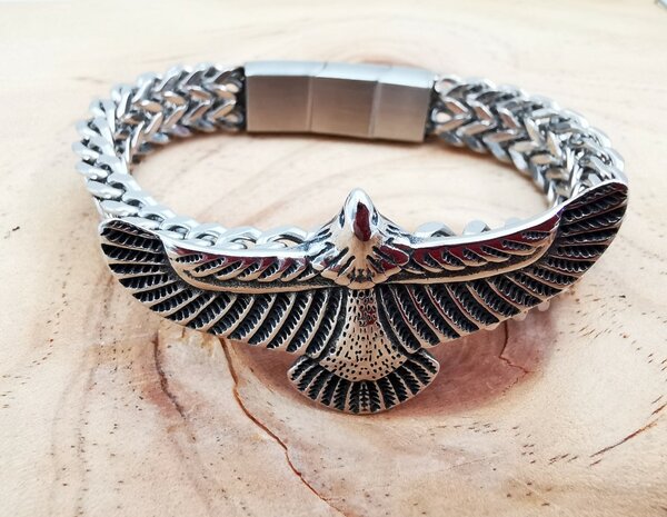 Armband Heren RVS adelaarsvleugel armband Incl Verlengstuk