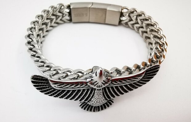 Armband Heren RVS adelaarsvleugel armband Incl Verlengstuk