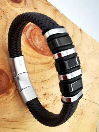 Armband Heren bruine Leer met RVS Accenten | Incl Verlengstuk
