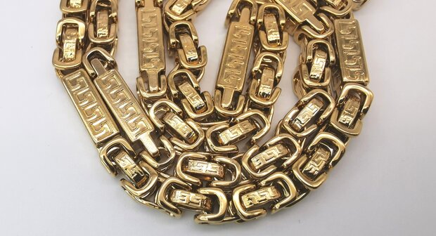 RVS Goudkleurige Koningsketting met vierkante schakels goudkleurig