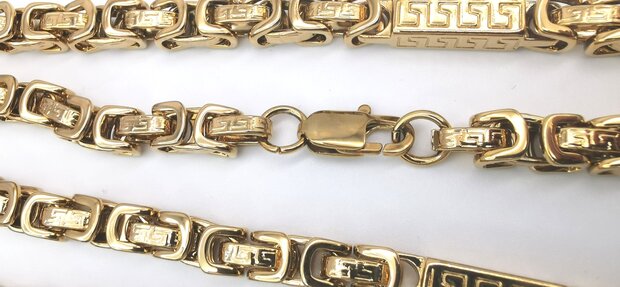 RVS Goudkleurige Koningsketting met vierkante schakels goudkleurig