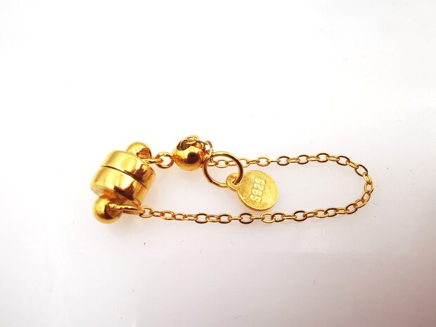 925 Sterling gold plated - Magneetsluiting met Veiligheidsketting 