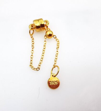 925 Sterling gold plated - Magneetsluiting met Veiligheidsketting 