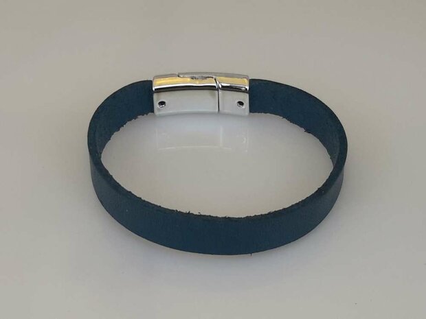 Glatte Lederband, blau, schmal, magnetverschluss