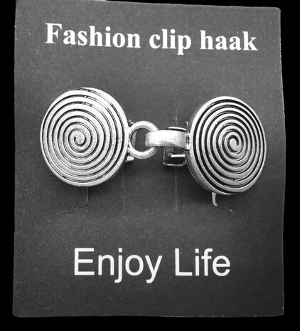 Vest clip haak "Spiraal" symbool, voor vest, sjaal, omslagdoek, antiek zilverkleur