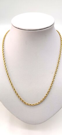 Edelstahl Goldfarbene Halskette aus gedrehter Kordel, Länge 50 cm