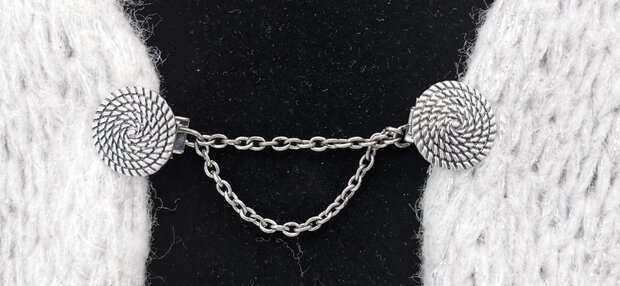 Clips met dubbel ketting symbool cirkel van het leven in kleur antiek zilver look.