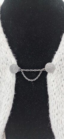 Clips met dubbel ketting symbool cirkel van het leven in kleur antiek zilver look.