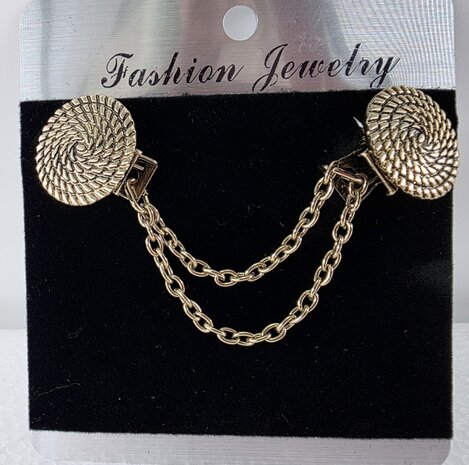 Clips met dubbel ketting symbool cirkel van het leven in kleur antiek goud look.