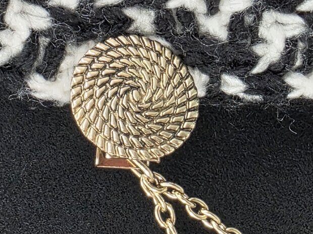 Clips met dubbel ketting symbool cirkel van het leven in kleur antiek goud look.