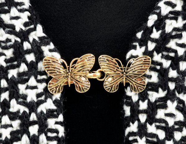 Vestclip met haak, 2D Vlinder, Goudkleurig.