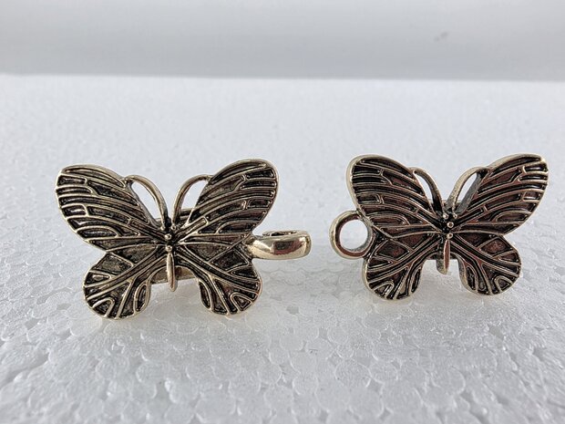 Vestclip met haak, 2D Vlinder, Goudkleurig.