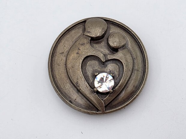 Magneet - broche - Design - Moeder en kind - Antiek brons kleur - Ø 4.5 cm 