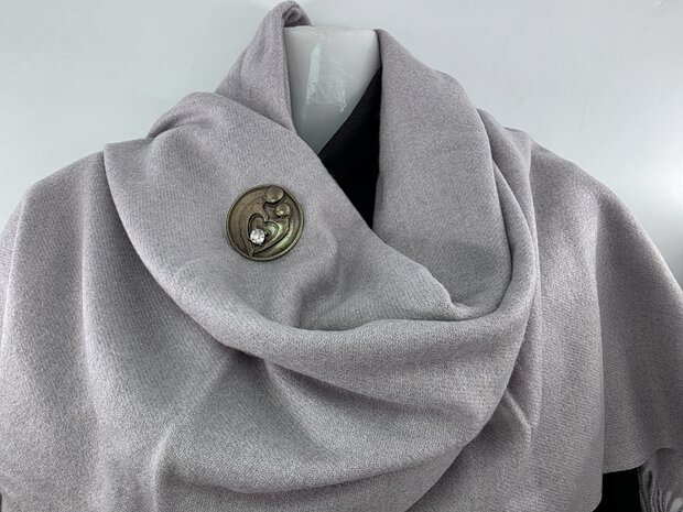 Magneet - broche - Design - Moeder en kind - Antiek brons kleur - Ø 4.5 cm 