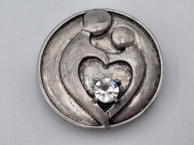 Magneet - broche - Design - Moeder en kind - Antiek zilverkleur - Ø 4.5 cm 