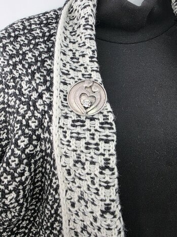 Magneet - broche - Design - Moeder en kind - Antiek zilverkleur - Ø 4.5 cm 