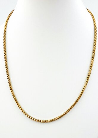 Ketting- RVS vierkante Venetiaanse Schakel L 45cm * D2mm goudkleurig