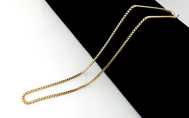 Ketting- RVS vierkante Venetiaanse Schakel L 45cm * D2mm goudkleurig