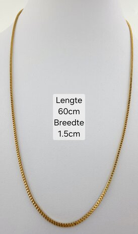 Ketting- RVS vierkante Venetiaanse Schakel L 60cm * D1.5mm goudkleurig
