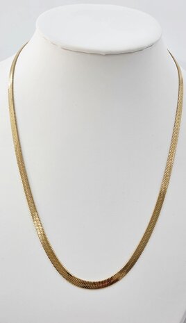 Platte Choker ketting rvs, goudkleurig, L 43 + 5 cm, Br 4mm