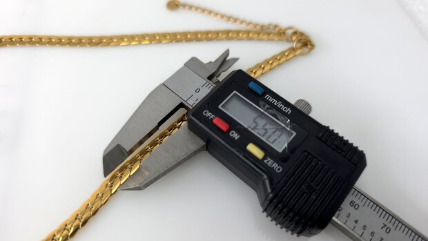 Choker / Ketting rvs goudkleur Gourmetschakel / Cuban link Plat L 43 + 5cm 