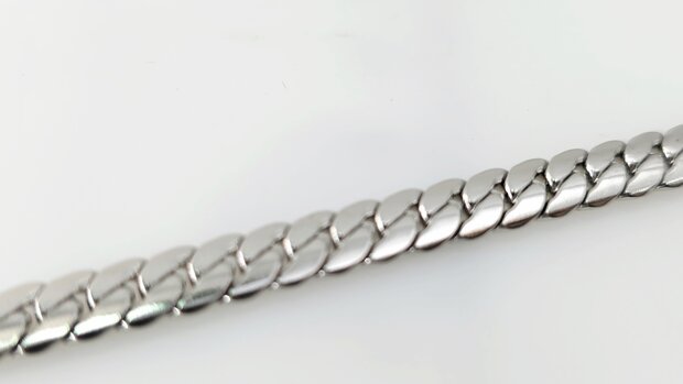 Choker / Ketting rvs Gourmetschakel / Cuban link Plat L 43 + 5cm 