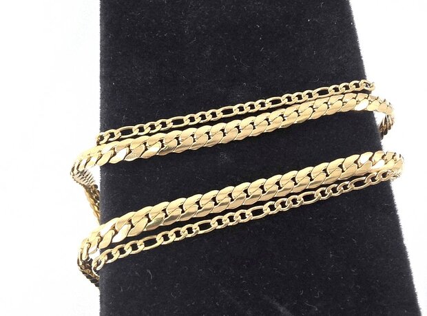 Zweireihige Edelstahlkette &ndash; L&auml;nge 40&ndash;45 cm, Breite 6 cm &ndash; goldfarben