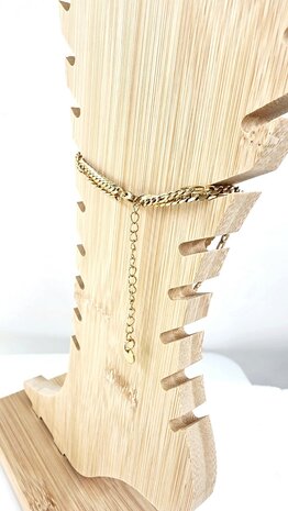 Zweilagiges Edelstahl-Fu&szlig;kettchen &ndash; L&auml;nge 23 x 6 cm &ndash; Goldfarben